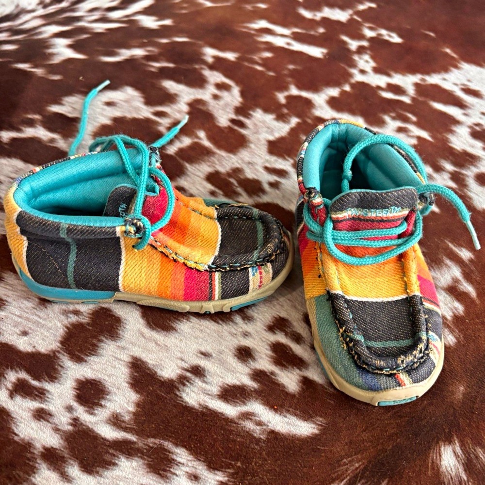 Twisted X Unisex Baby/Toddler Moccasin Casual serape fabric Lace-Up US 6